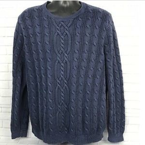 *TOMMY BAHAMA* blue cable knit crewneck sweater